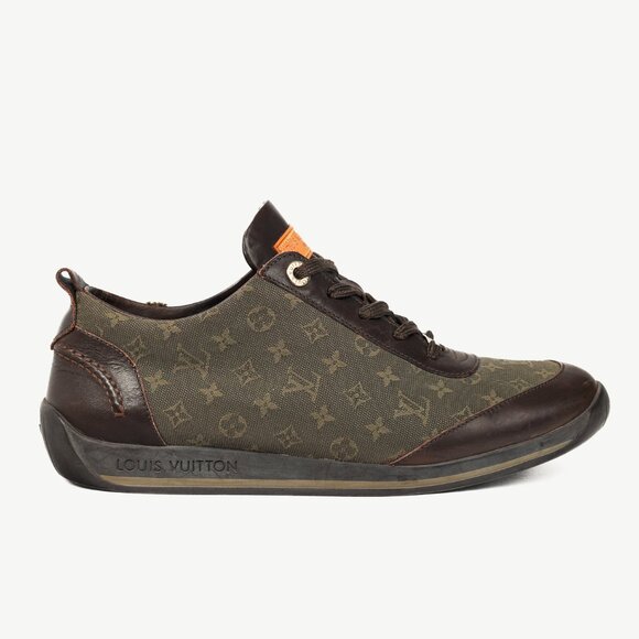Louis Vuitton Khaki Mini Lin Monogram Canvas Sneakers - Picture 1 of 12